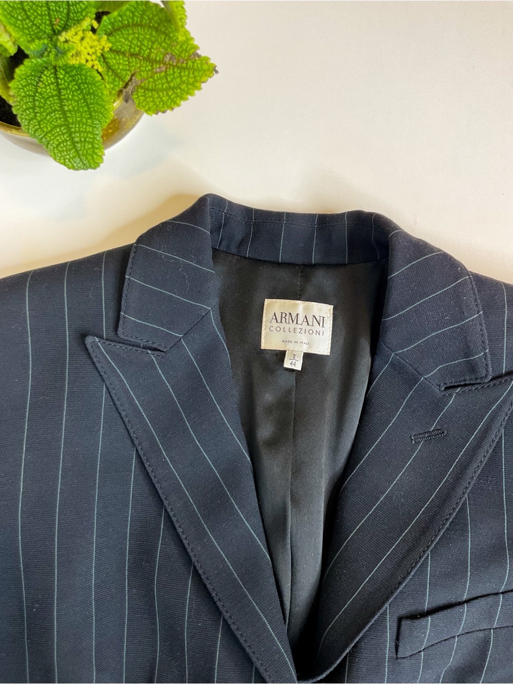 Armani Collezioni Women's Navy Pinstripe Blazer